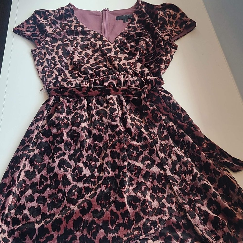 NWOT J Crew Mauve Leopard Print Faux Wrap Dress